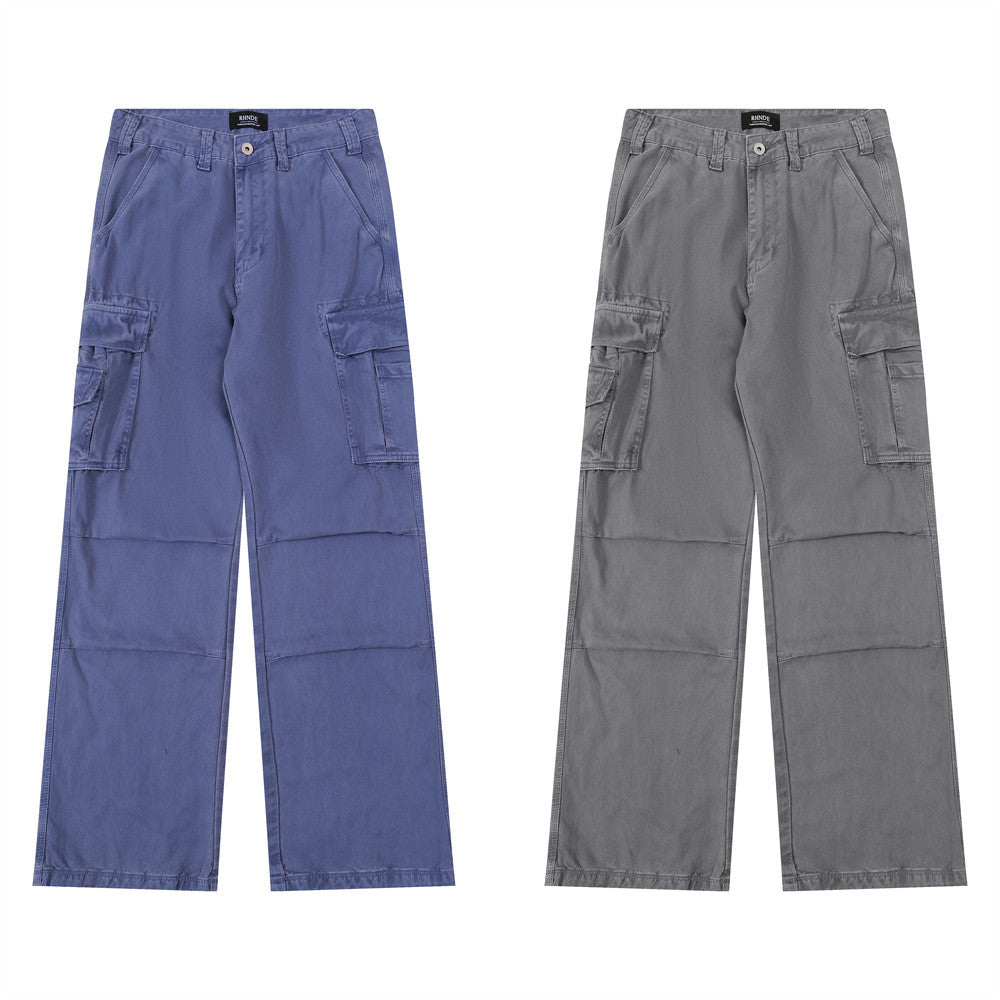 Harajuku Style Multi-Pocket Straight Leg Pants for Men