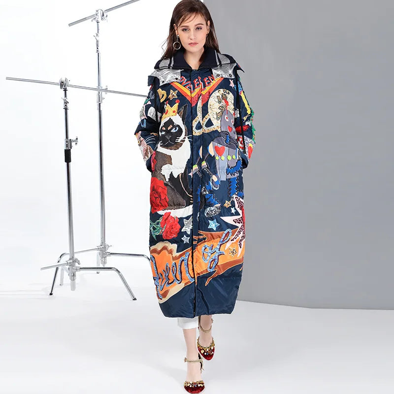 Harajuku Style Vintage X-Long Down Winter Coat