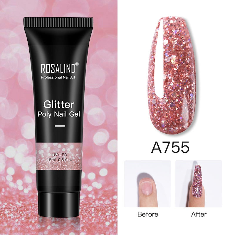 Glitter Poly Nail Gel Extension - 15ml Nail Polish for Manicure