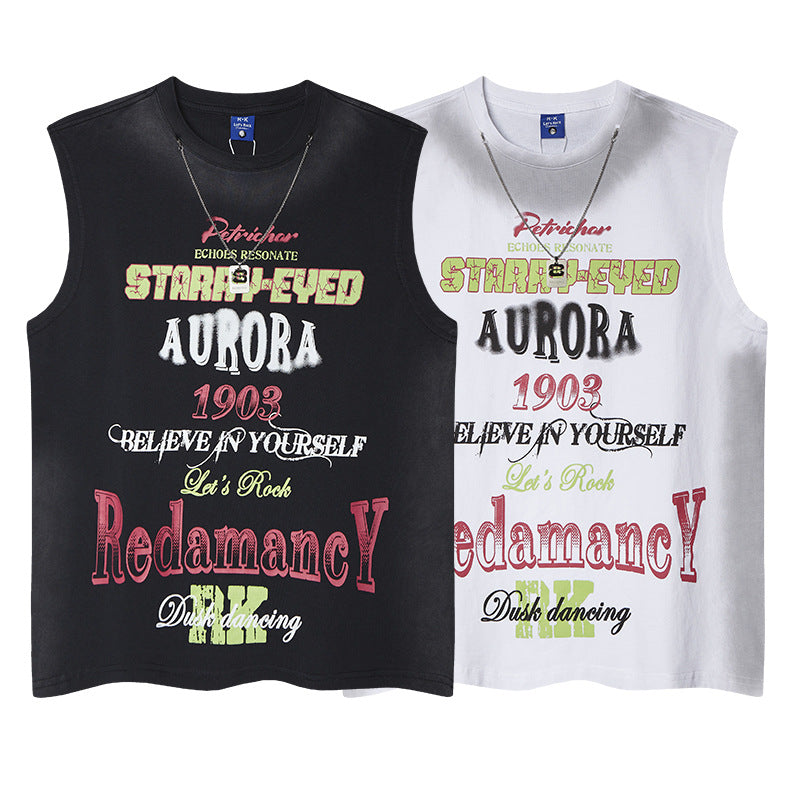 Harajuku Style Graffiti Letter Print Unique Design Tank Top