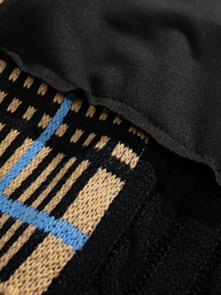 Harajuku Style Plaid Patchwork Sweater for Women