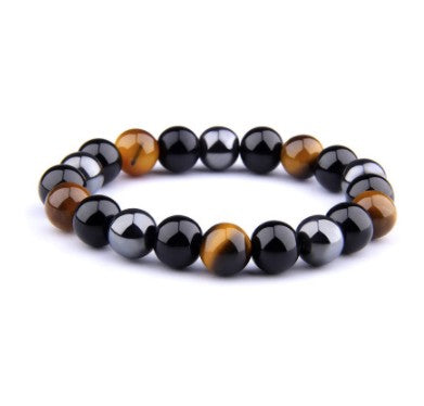 Stylish Tiger Eye & Obsidian Bracelet - Harajuku Vibes