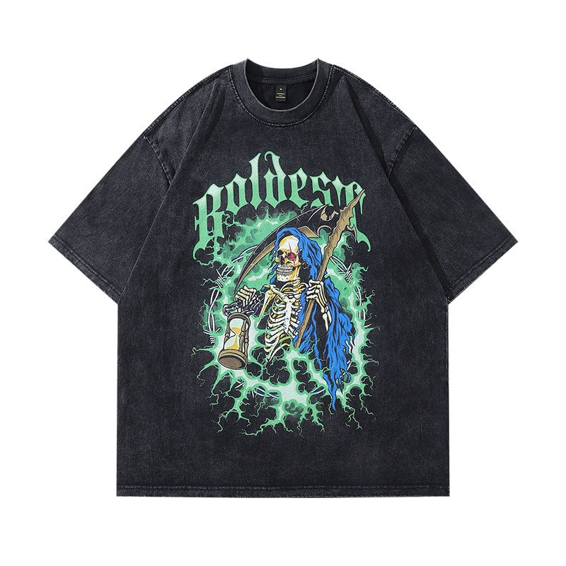 Men's Retro Rock Print T-Shirt - American Punk Style
