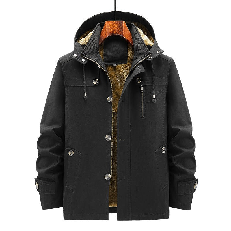 Harajuku Style Velvet Hooded Windbreaker Jacket