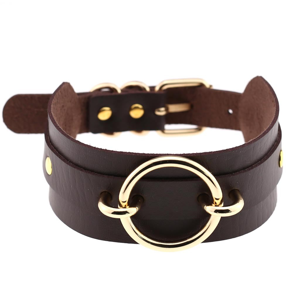 Harajuku Exaggerated PU Leather O-Ring Collar Necklace