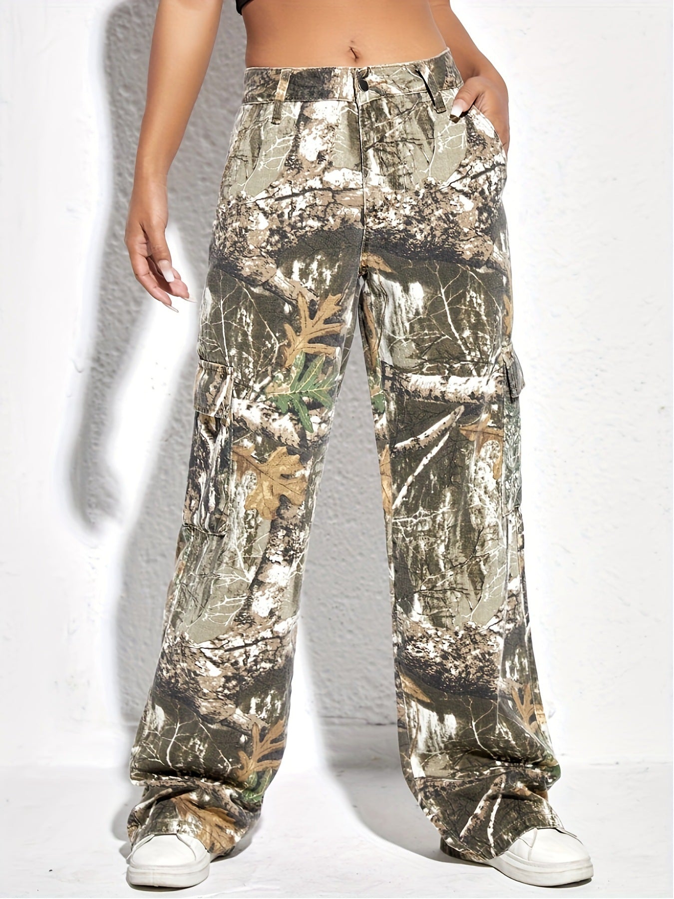 High Waist Patchwork Denim Trousers for Women