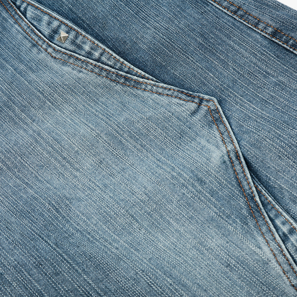 Riveted Loose Fit Denim Shorts - Street Style