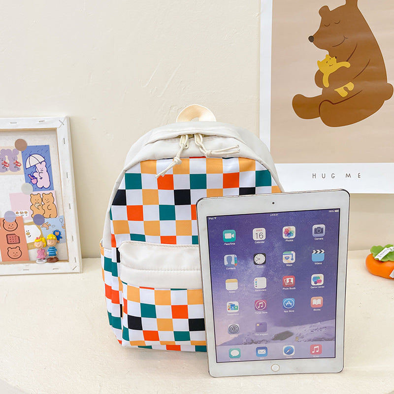 Harajuku Style Plaid Backpack for Kids