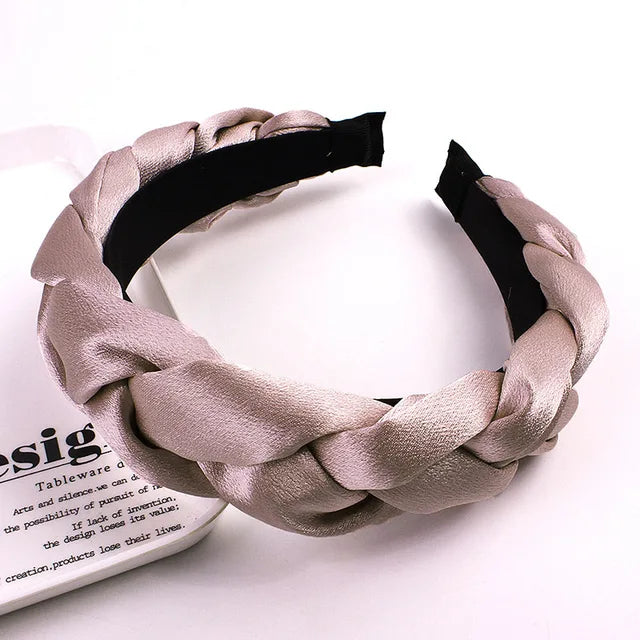 Women Satin Cross Hairbands - Twisted Braid Headband