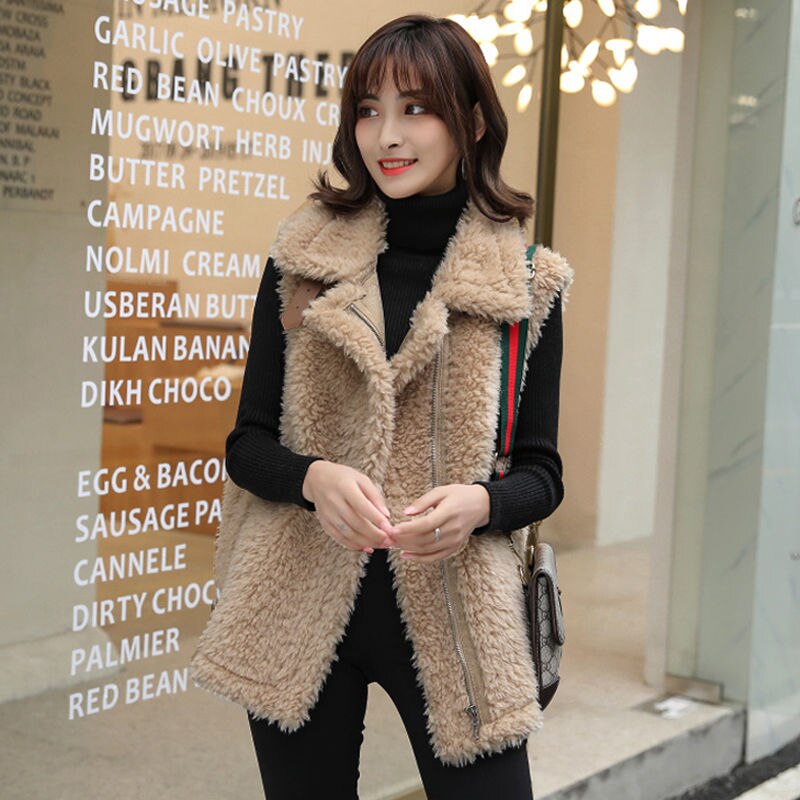 Korean Style Thickened Lamb Wool Vest for Students