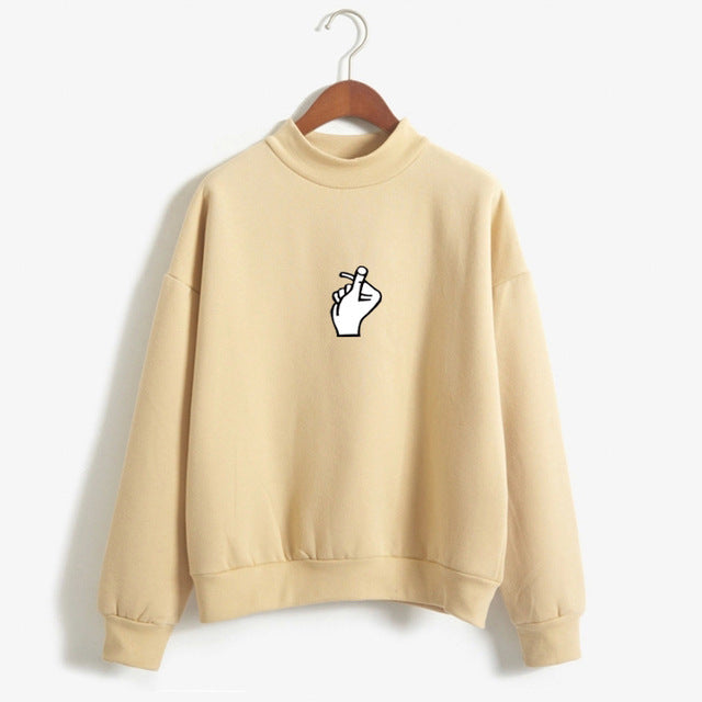 Playful Love Gesture Crewneck Sweatshirt for Women