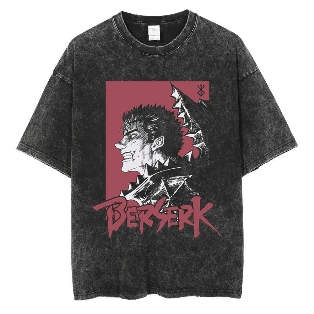 Men's Washed Black Hip Hop Streetwear T-Shirt