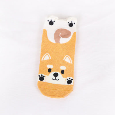 Kawaii Cartoon Cat & Dog Women’s Short Socks
