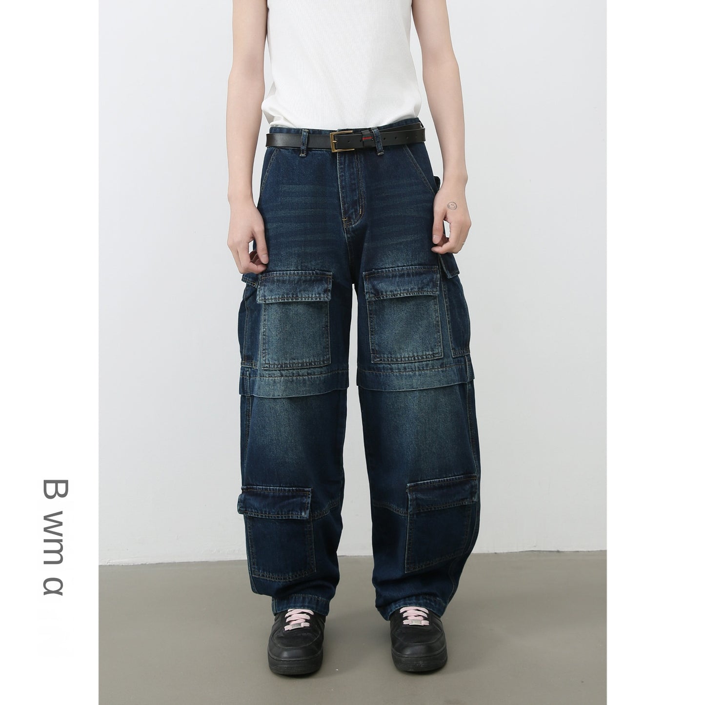 Harajuku-Inspired Multi-Pocket Loose Fit Jeans for Men