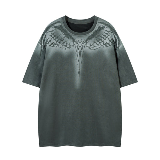 Harajuku Style Short Sleeve Wing T-Shirt - Casual Fit