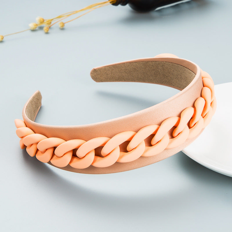 Pastoral Style Wide-Brimmed Color Chain Headband