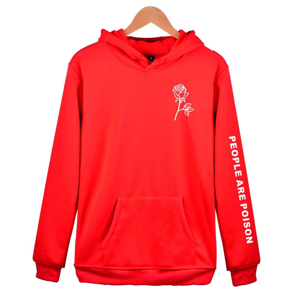 Playful Poison Rose Print Hoodie - Unisex Harajuku Style