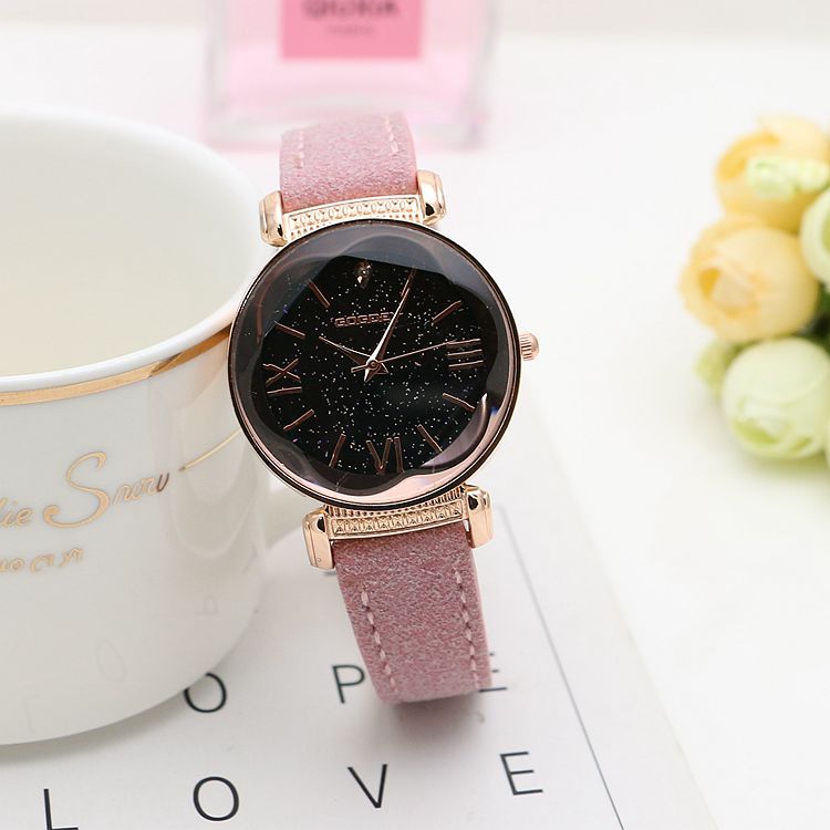 Playful Rose Gold Leather Watch for Women