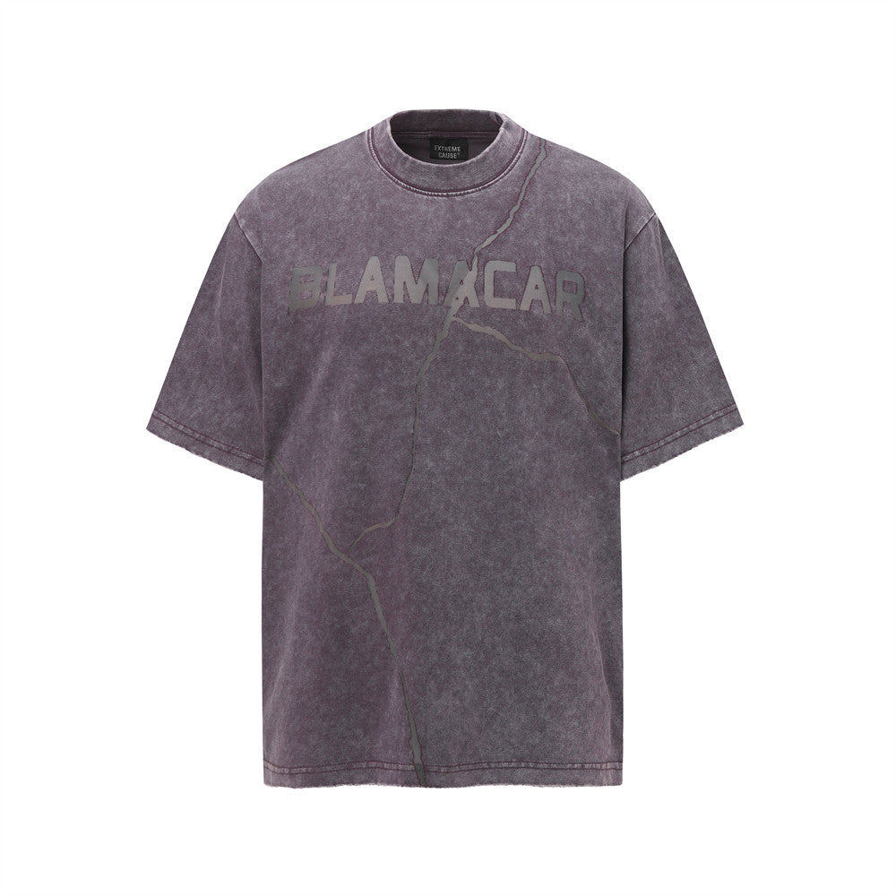 Retro Lettered Vintage T-Shirt for Men - Summer Street Style