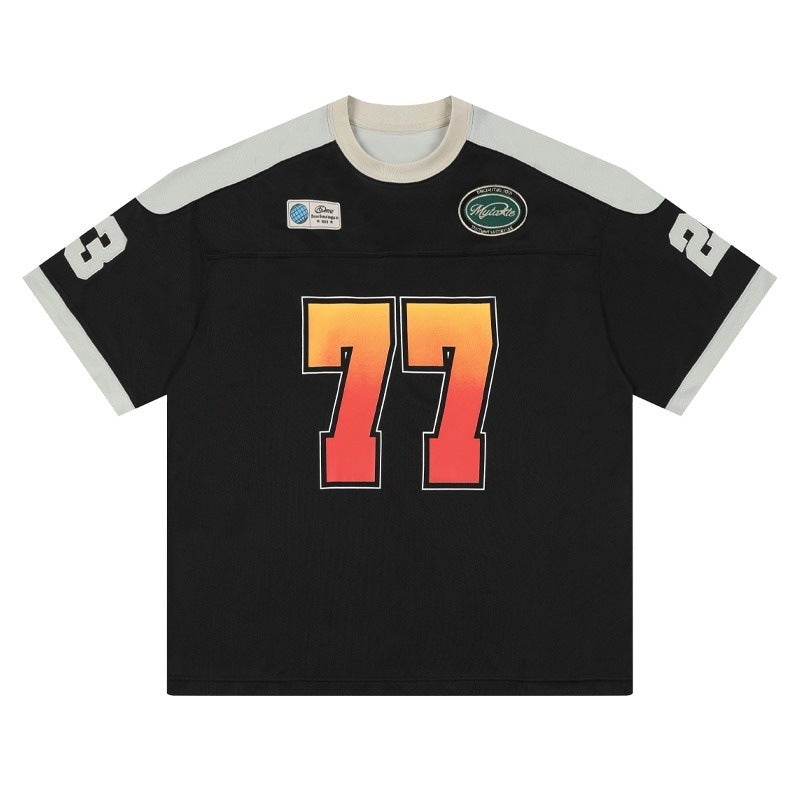 Playful Color-Contrasting Short Sleeve T-Shirt