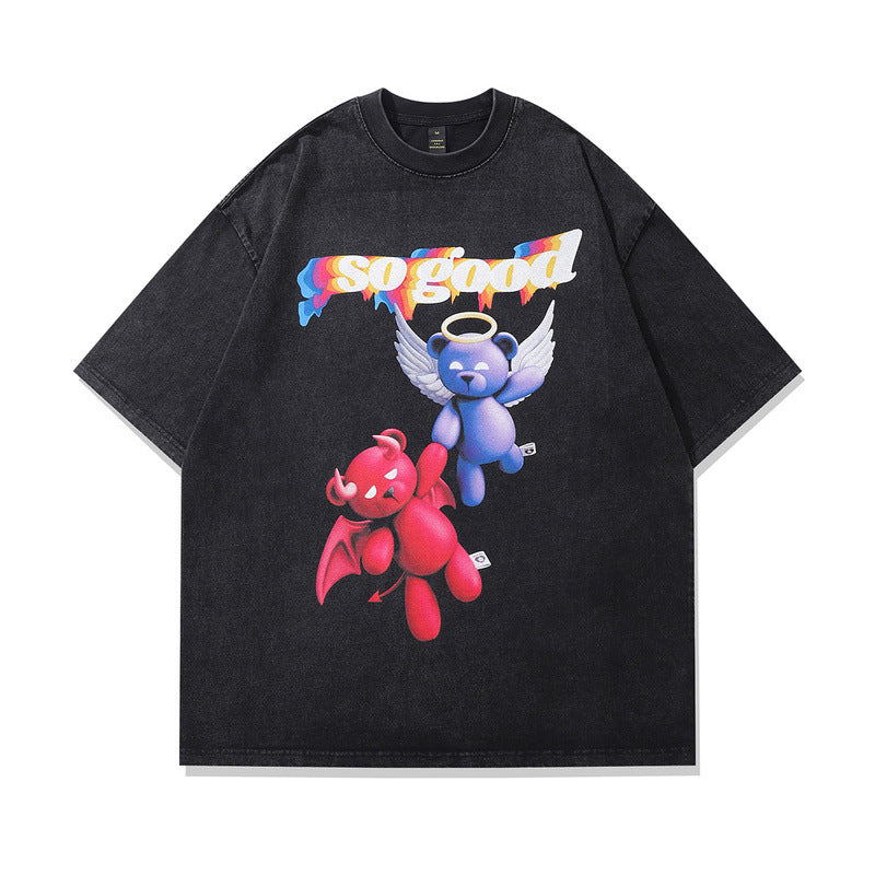 Playful Vintage Washed Cartoon Tee