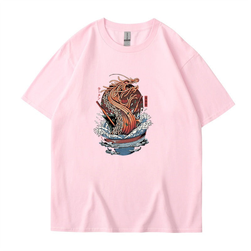 Harajuku Style Retro Round Neck Short Sleeved Top