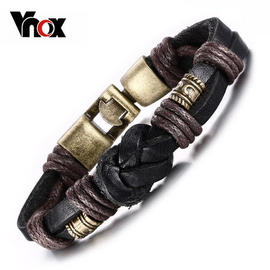 Harajuku Leather Bracelet with Bronze Alloy Buckle