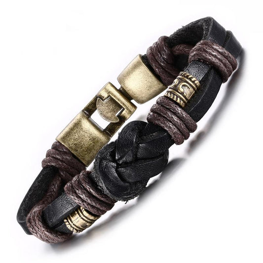 Harajuku Leather Bracelet with Bronze Alloy Buckle