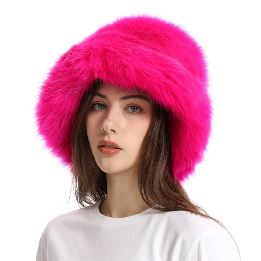 Elegant Faux Fur Fisherman Hat for Women