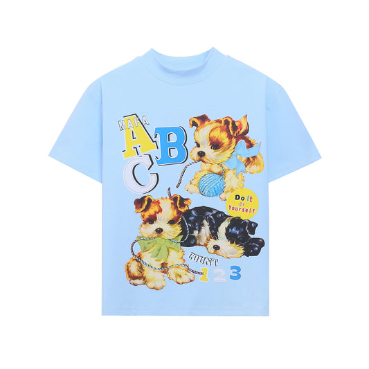 Spicy Girl Dog Print Short Sleeve T-Shirt