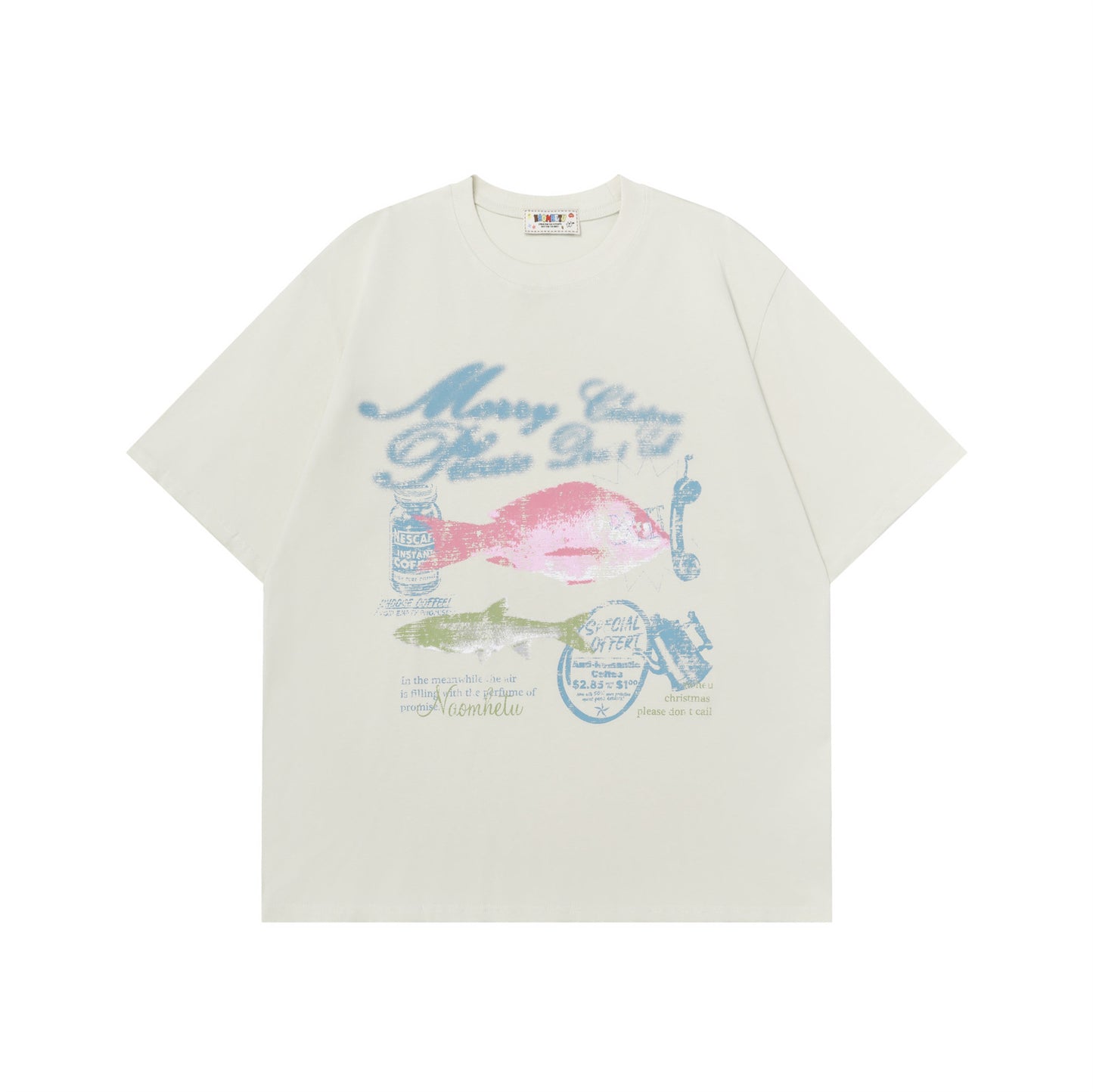 Retro Vintage Small Fish Print T-Shirt