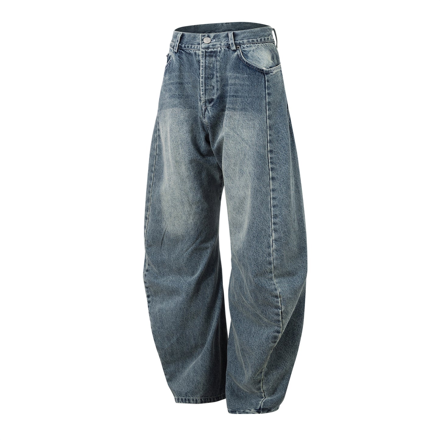 Harajuku-Style Washed Blue Denim Loose Fit Jeans