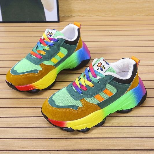 Colorful Hip Hop Dads Shoes - Rainbow Casual Sports Footwear