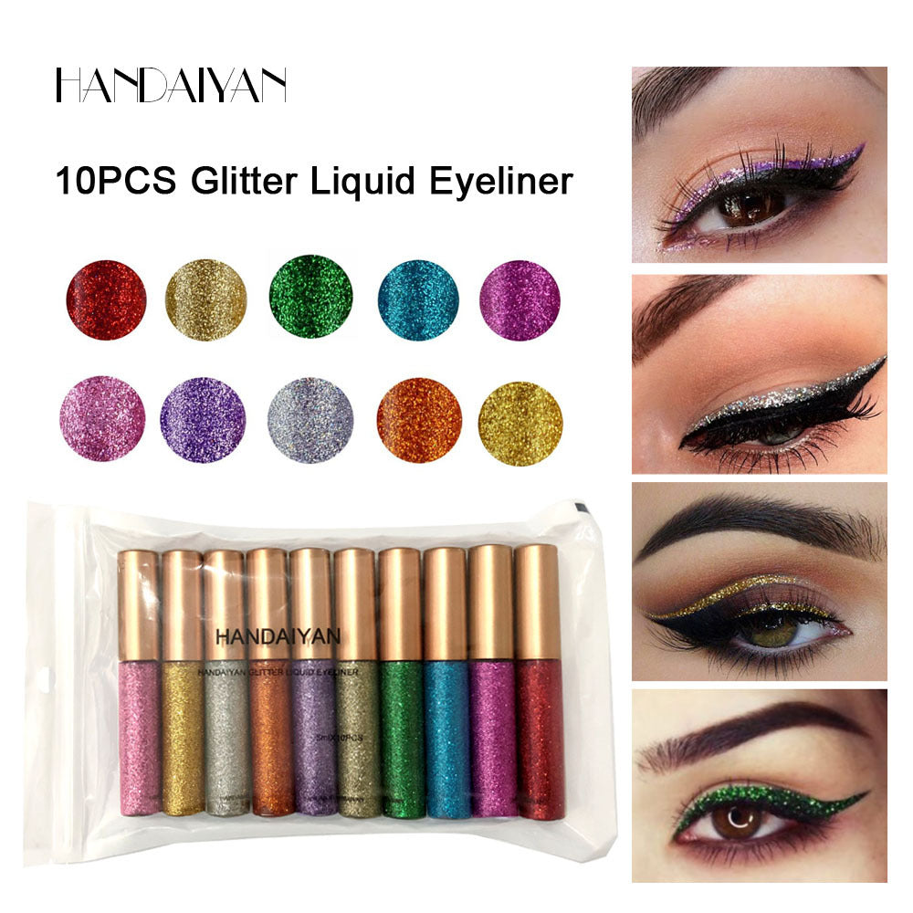 Harajuku Style Explosive Glitter Liquid Eyeliner Set - 10 Pack