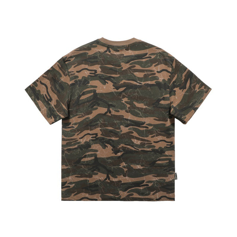 Harajuku Style Letter Print Vintage Camouflage T-shirt