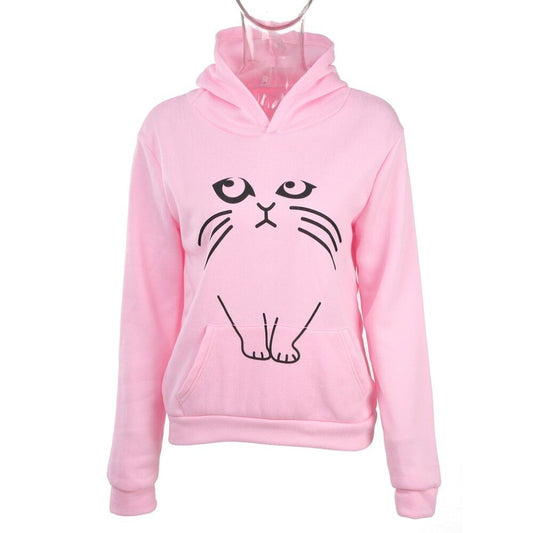 Playful Cat Ear Hoodie for Women - Harajuku Style Sweatshirt