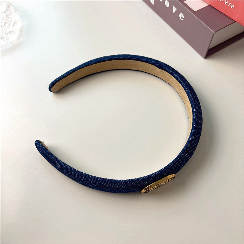 Blue Temperament Rhinestone Sponge Headband