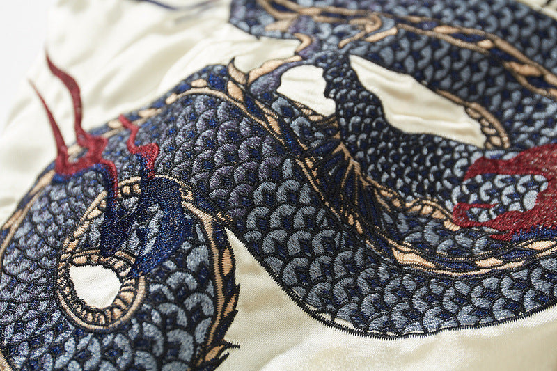 Embroidered Cotton Coat with Mythical Beasts | Harajuku Style