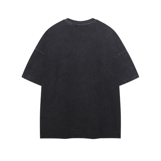 Graffiti Letter Print Faded Cotton Short Sleeve Tee