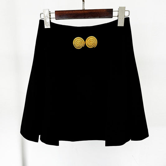 Harajuku-Inspired Pleated Mini Skirt with Metal Buckle
