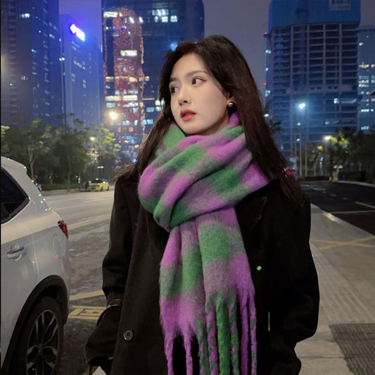 Rainbow Plaid Pashmina Scarf for Women - Harajuku Style