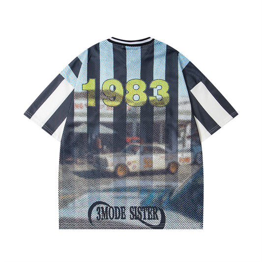 Harajuku Style Men's Summer Striped V-Neck T-Shirt