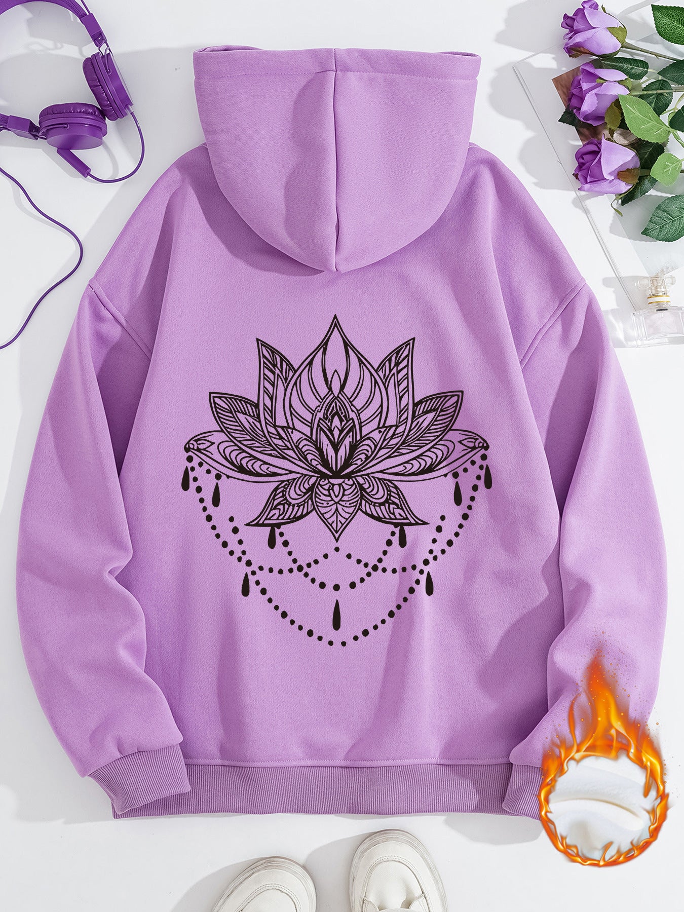 Thick Hoodie with Pattern Print