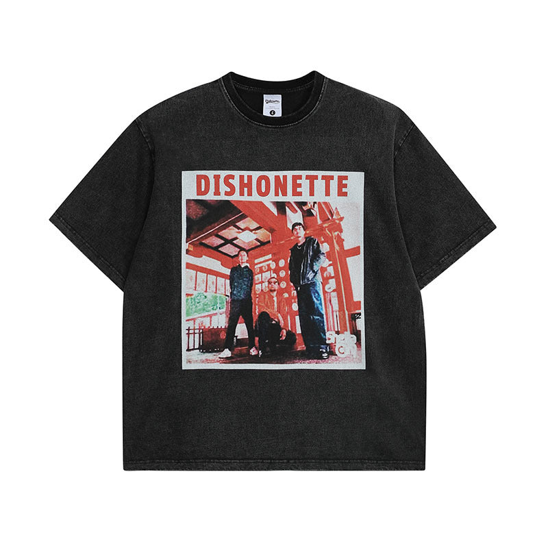 Vintage Retro Cartoon Print Short Sleeve T-Shirt