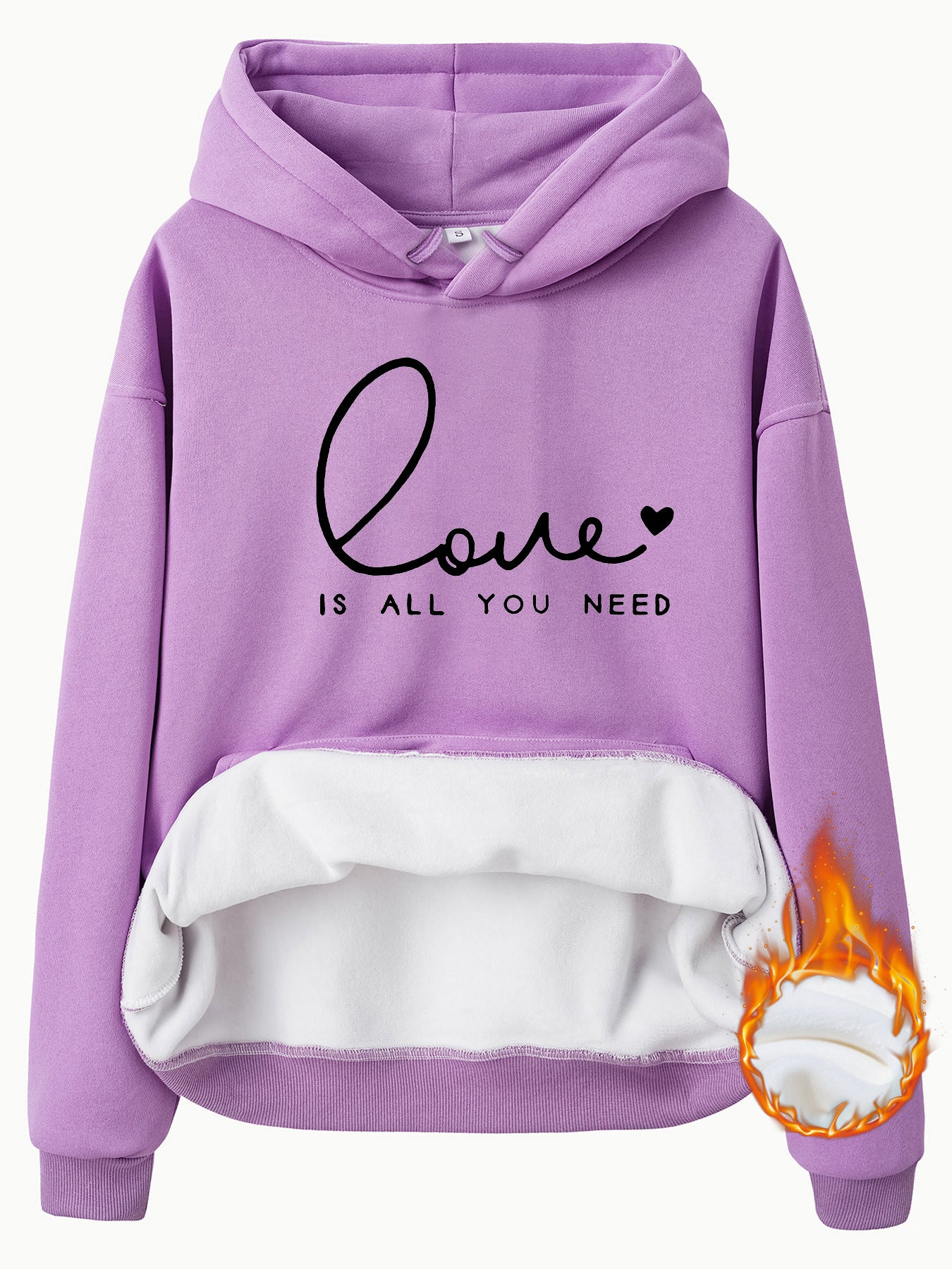 Hooded Long Sleeve Fleece Hoodie Top with IS ALL Print