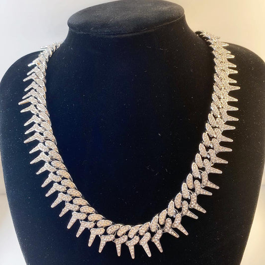 Exaggerated Full Diamond Geometric Necklace - Harajuku Style