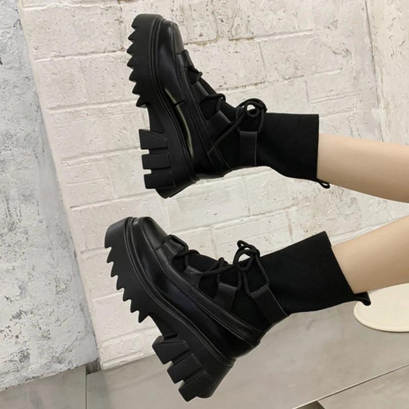Harajuku Style Casual Stretch Fabric Sock Boots