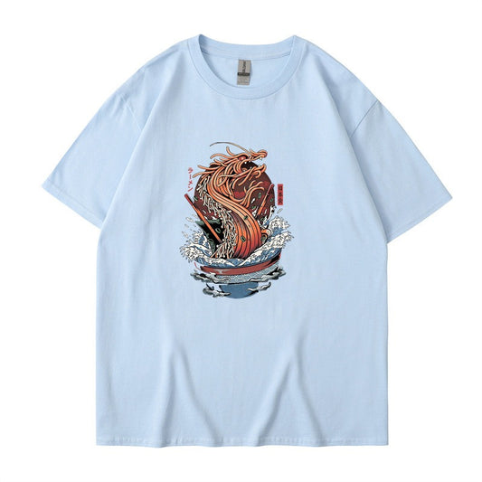 Harajuku Style Retro Round Neck Short Sleeved Top