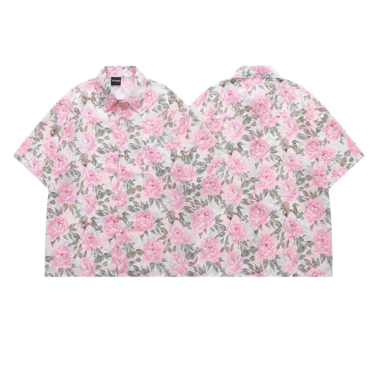 Retro Floral Jacquard Short Sleeve Shirt