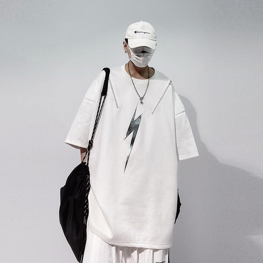 Glitter Print Loose Five Quarter Niche Half Sleeve